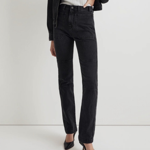 NWT Madewell 90s Straight Cargo Jean Black Utility Pockets High Rise (Size 25) - Picture 5 of 10